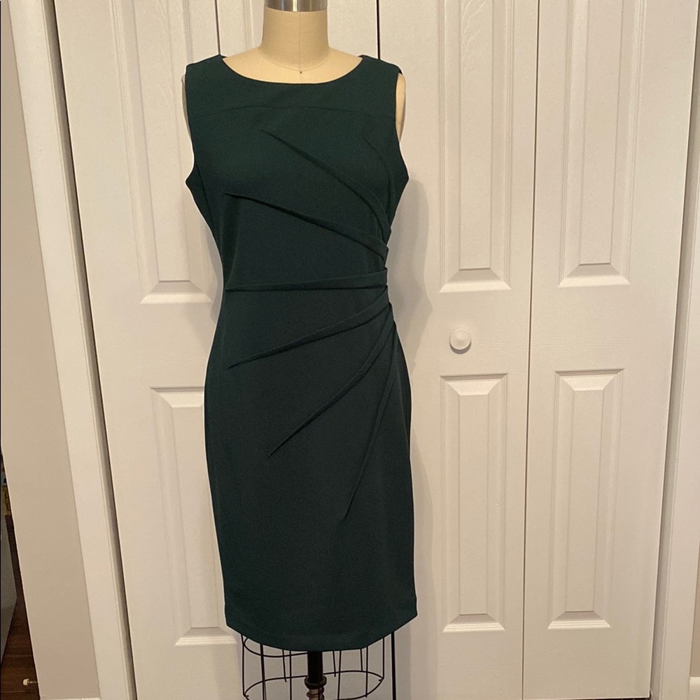 Calvin Klein Green Ruched Sheath Knee Length Dress